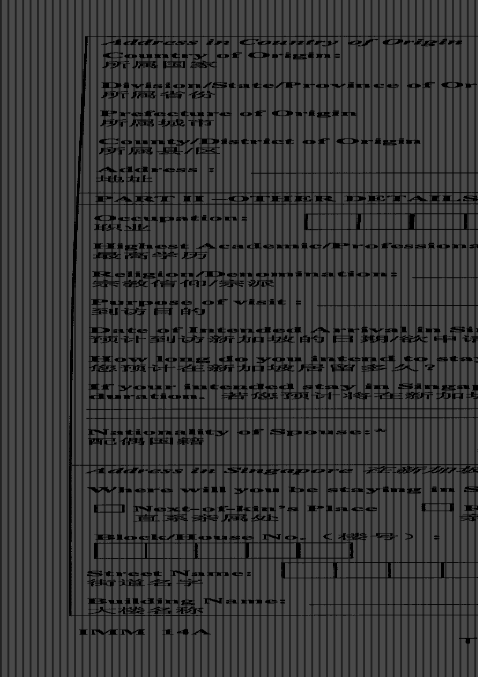 【新加坡簽證申請表格填寫樣例(中國公民form 14a )】範文118