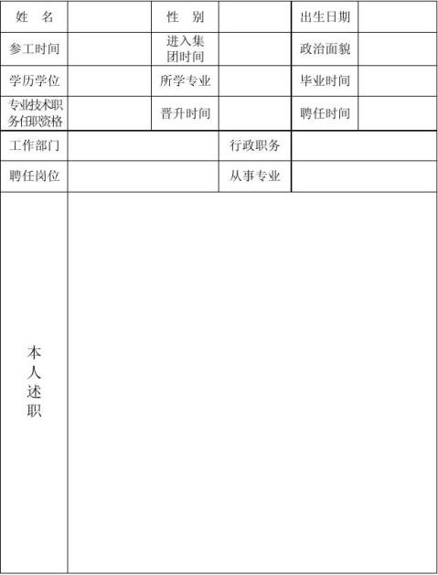 專業技術職務考核表填表說明